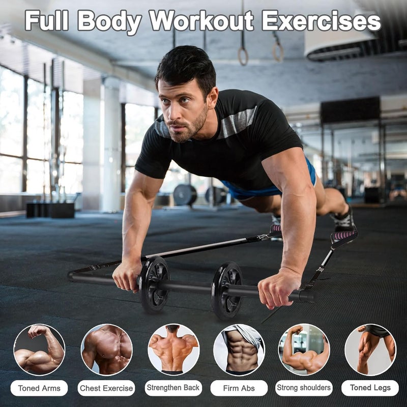 Bbtops Pilates Bar Kit with Resistance Bands,Ab Roller,2 in 1 Foot Strap & Handle,Door Anchor Pilates Equipment with Resistance Bands, Portable Home Gym Yoga Fitness Bar for Women & Men - Image 2